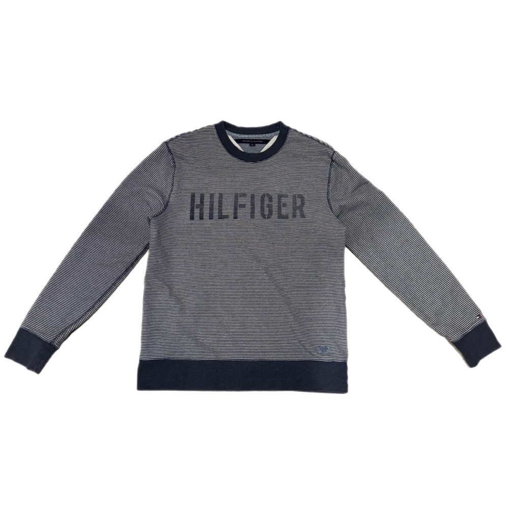 Tommy Hilfiger Men's Navy and Gray Crewneck Sweater